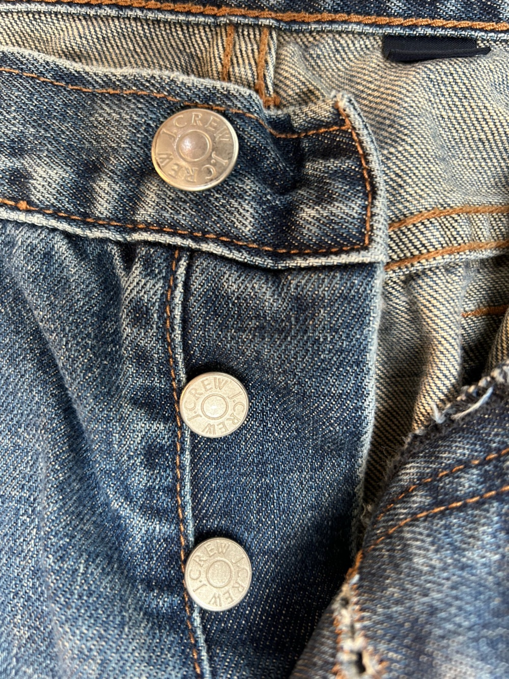JCREW Classic 3 ButtonFly Straight Leg Blue Jeans, szP14. 5 pocket.Leather patch - Picture 2 of 10
